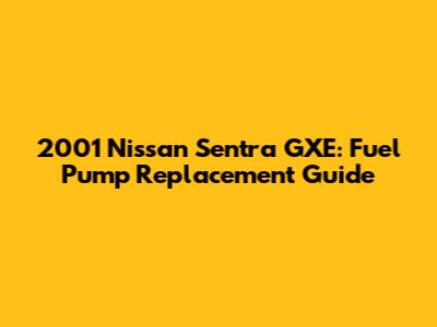 2001 Nissan Sentra GXE: Fuel Pump Replacement Guide