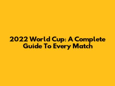 2022 World Cup: A Complete Guide To Every Match
