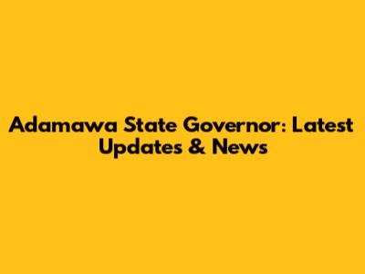 Adamawa State Governor: Latest Updates & News