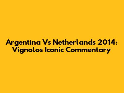 Argentina Vs Netherlands 2014: Vignolo's Iconic Commentary