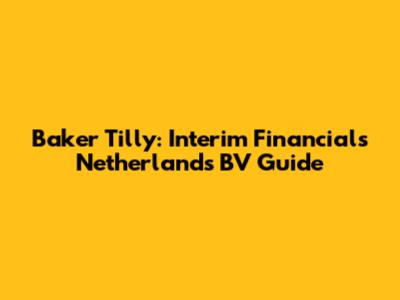 Baker Tilly: Interim Financials Netherlands BV Guide