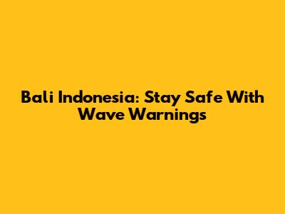 Bali Indonesia: Stay Safe With Wave Warnings