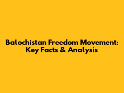 Balochistan Freedom Movement: Key Facts & Analysis