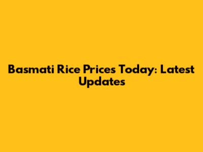 Basmati Rice Prices Today: Latest Updates
