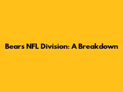 Bears NFL Division: A Breakdown