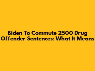 Biden To Commute 2500 Drug Offender Sentences: What It Means