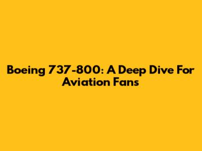 Boeing 737-800: A Deep Dive For Aviation Fans