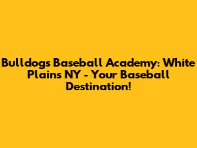 Bulldogs Baseball Academy: White Plains NY - Your Baseball Destination!