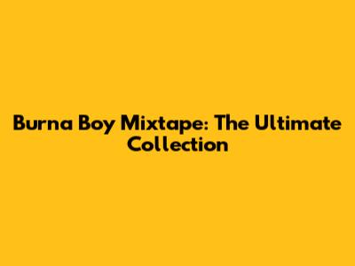 Burna Boy Mixtape: The Ultimate Collection
