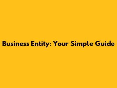 Business Entity: Your Simple Guide