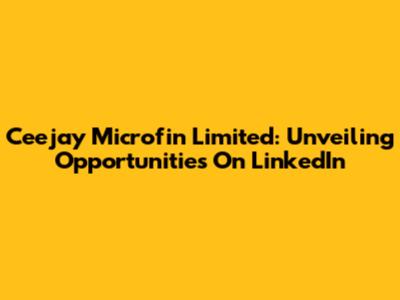 Ceejay Microfin Limited: Unveiling Opportunities On LinkedIn