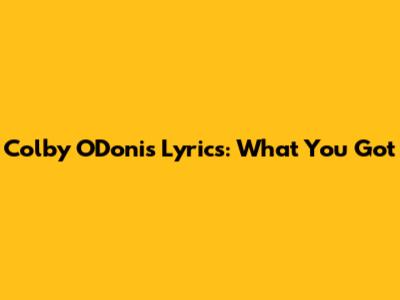 Colby O'Donis Lyrics: What You Got