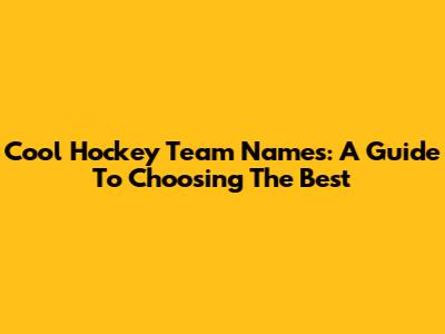 Cool Hockey Team Names: A Guide To Choosing The Best