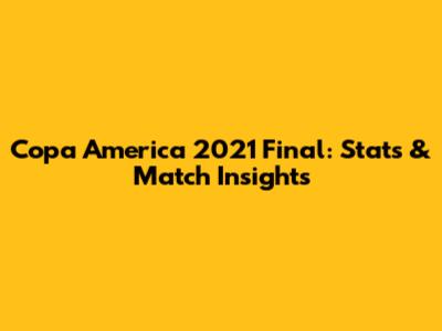 Copa America 2021 Final: Stats & Match Insights