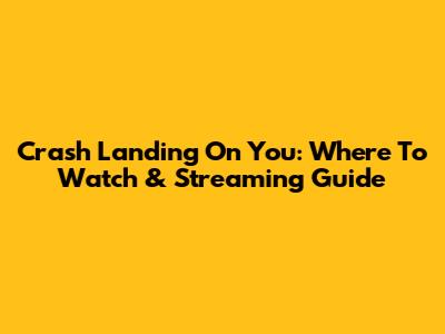 Crash Landing On You: Where To Watch & Streaming Guide