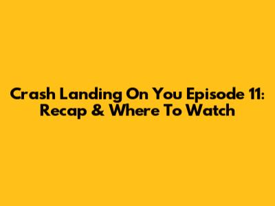 Crash Landing On You Episode 11: Recap & Where To Watch