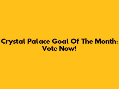 Crystal Palace Goal Of The Month: Vote Now!