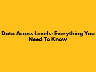 Data Access Levels: Everything You Need To Know
