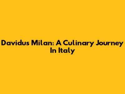 Davidu's Milan: A Culinary Journey In Italy