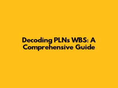Decoding PLN's WBS: A Comprehensive Guide
