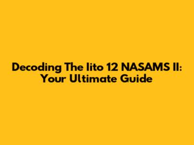 Decoding The Iito 12 NASAMS II: Your Ultimate Guide