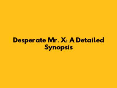 Desperate Mr. X: A Detailed Synopsis