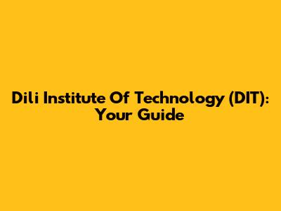 Dili Institute Of Technology (DIT): Your Guide