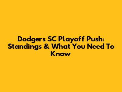Dodgers SC Playoff Push: Standings & What You Need To Know