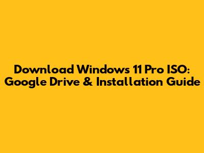 Download Windows 11 Pro ISO: Google Drive & Installation Guide