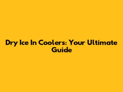 Dry Ice In Coolers: Your Ultimate Guide