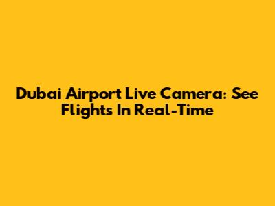 Dubai Airport Live Camera: See Flights In Real-Time