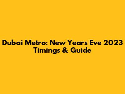 Dubai Metro: New Year's Eve 2023 Timings & Guide