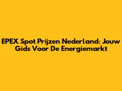 EPEX Spot Prijzen Nederland: Jouw Gids Voor De Energiemarkt