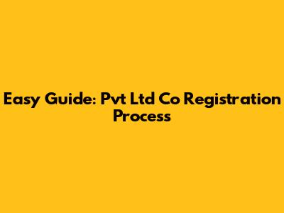 Easy Guide: Pvt Ltd Co Registration Process