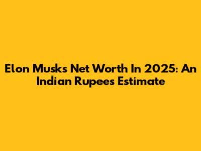 Elon Musk's Net Worth In 2025: An Indian Rupees Estimate