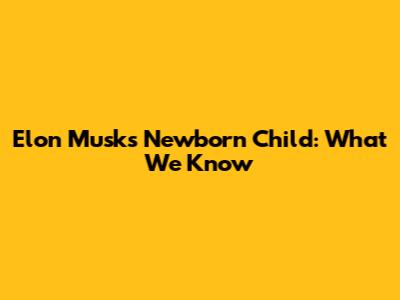 Elon Musk's Newborn Child: What We Know