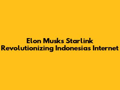 Elon Musk's Starlink Revolutionizing Indonesia's Internet