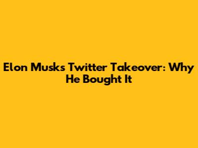 Elon Musk's Twitter Takeover: Why He Bought It