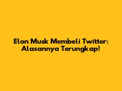 Elon Musk Membeli Twitter: Alasannya Terungkap!