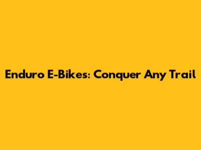 Enduro E-Bikes: Conquer Any Trail