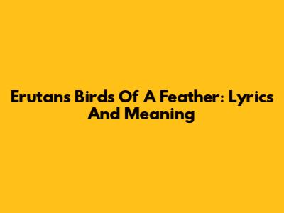 Erutan's Birds Of A Feather: Lyrics And Meaning