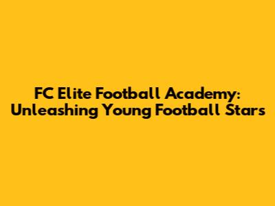 FC Elite Football Academy: Unleashing Young Football Stars