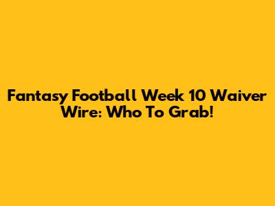 Fantasy Football Week 10 Waiver Wire: Who To Grab!