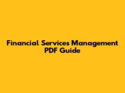 Financial Services Management PDF Guide