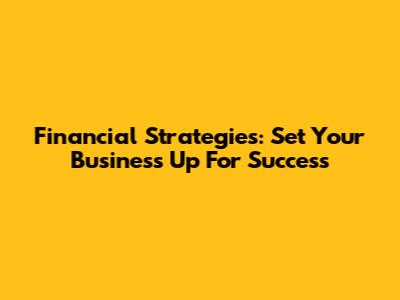 Financial Strategies: Set Your Business Up For Success