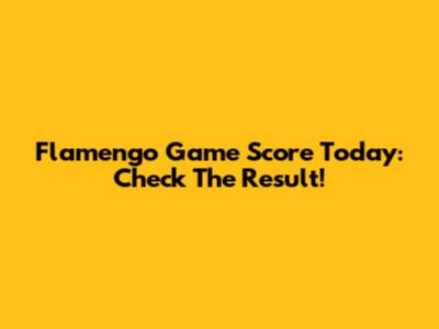 Flamengo Game Score Today: Check The Result!