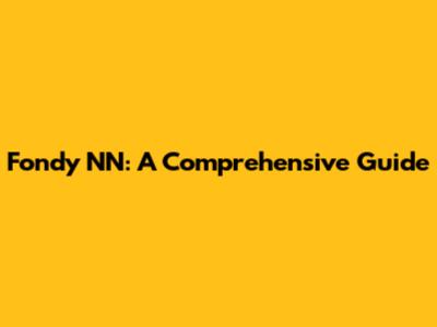 Fondy NN: A Comprehensive Guide