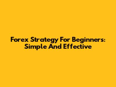 Forex Strategy For Beginners: Simple And Effective