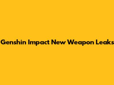 Genshin Impact New Weapon Leaks