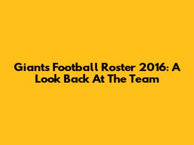 Giants Football Roster 2016: A Look Back At The Team